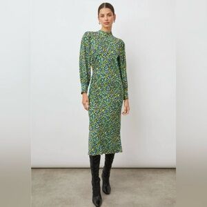 New Rails Carmel Abstract Garden Midi Dress Long Sleeve Women’s Size Small